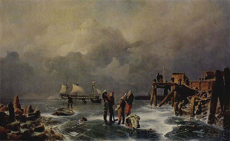 Andreas Achenbach Ufer des zugefrorenen Meeres (Winterlandschaft) oil painting image